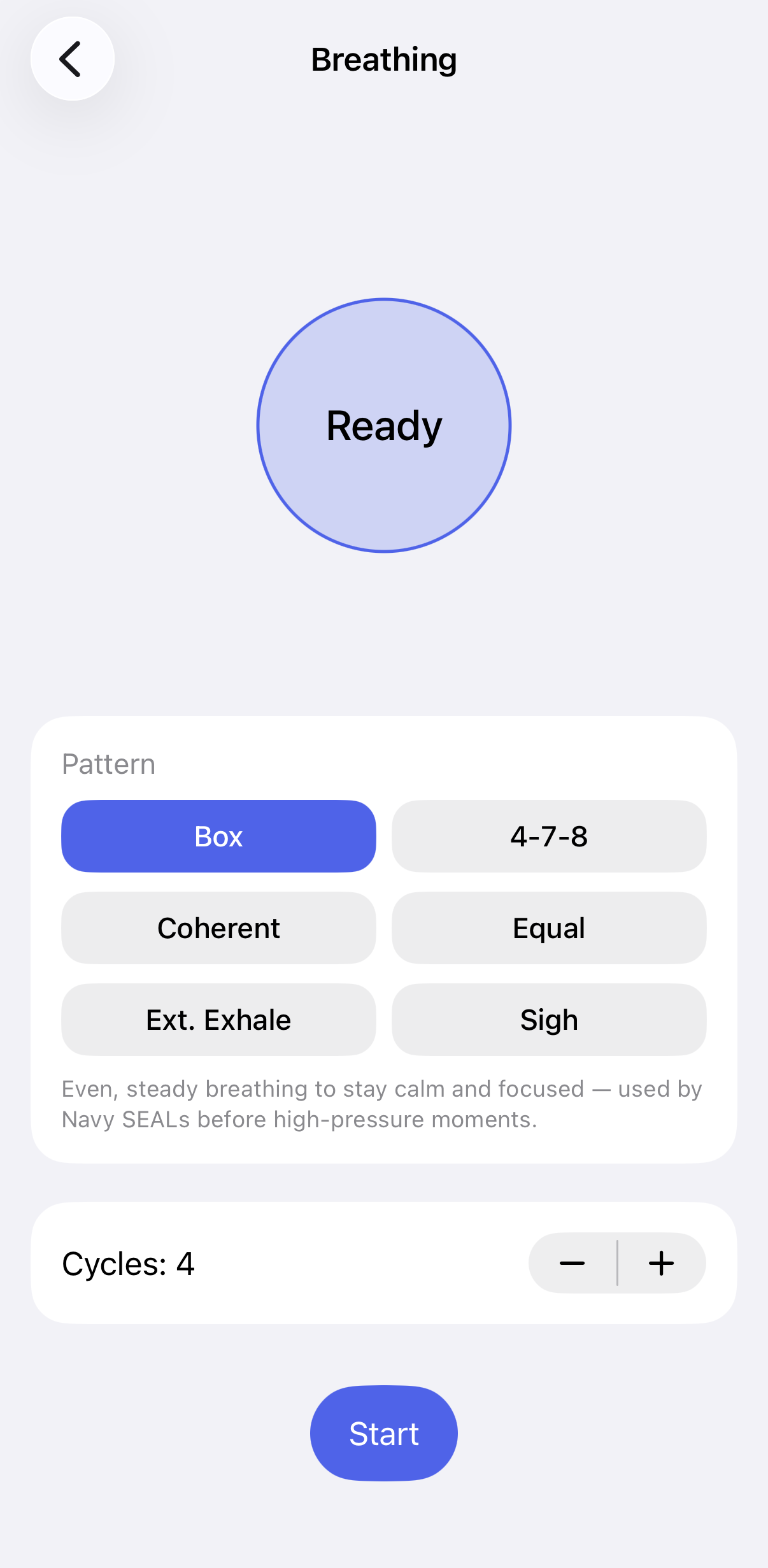Anchor breathing pacer screen