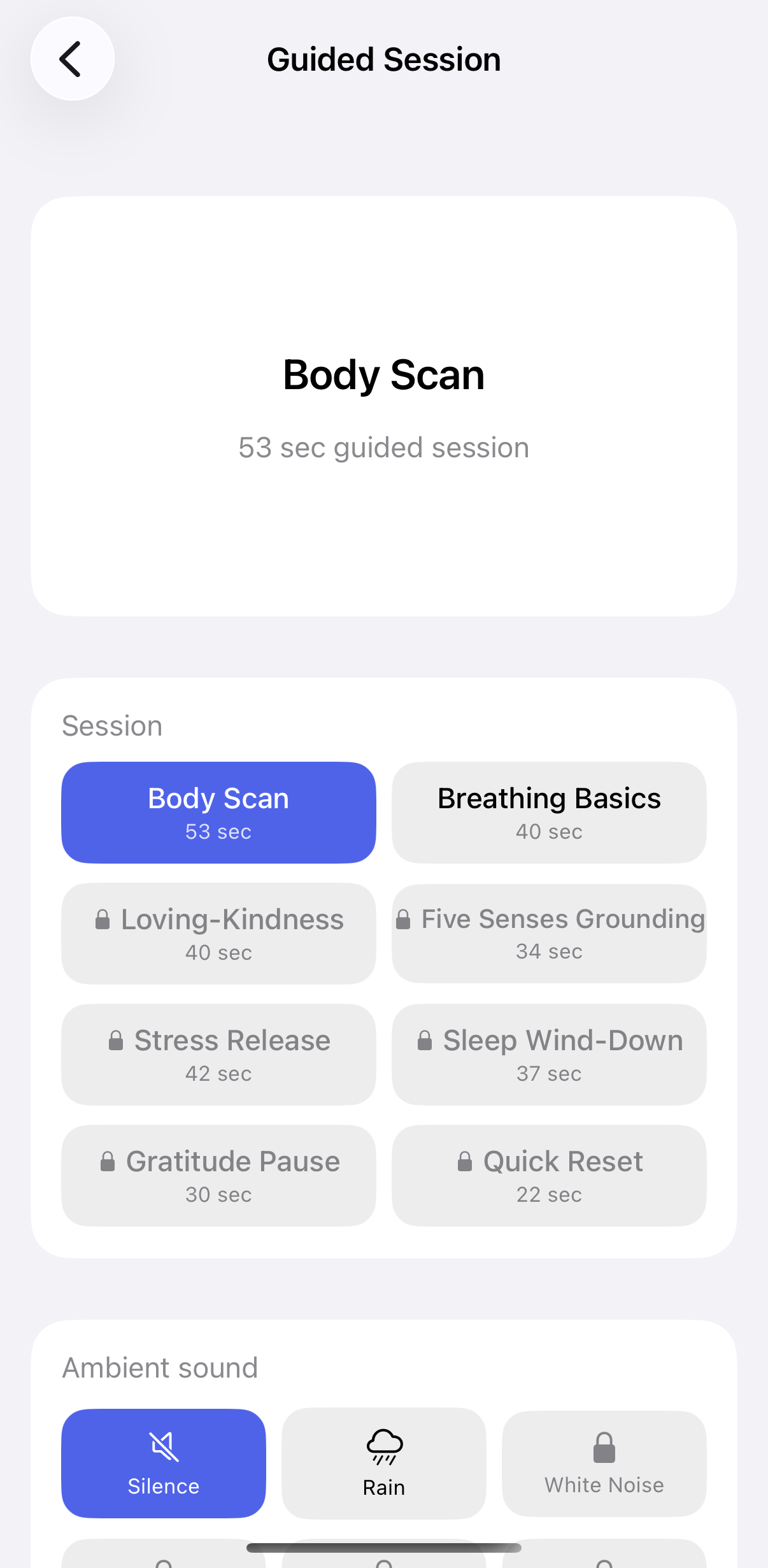 Anchor guided sessions screen