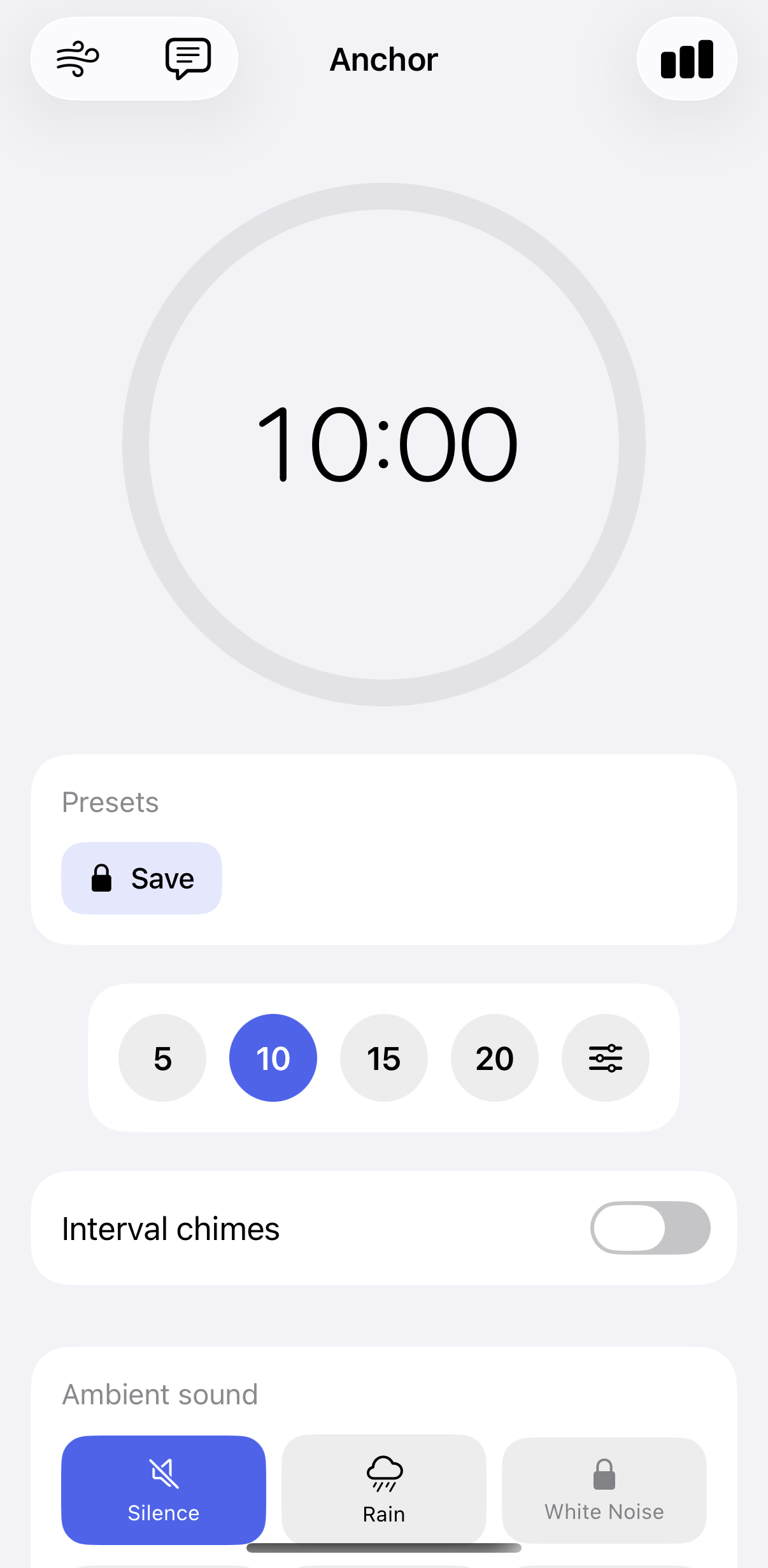 Anchor timer screen