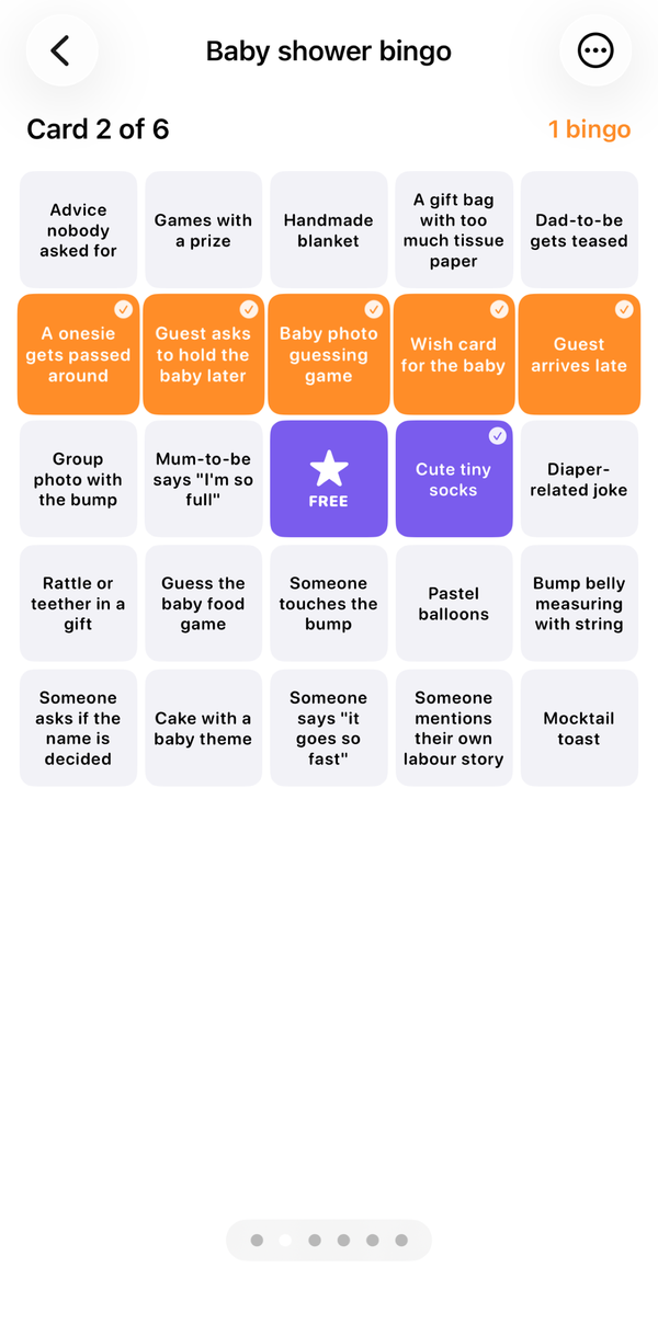 Bingly bingo screen