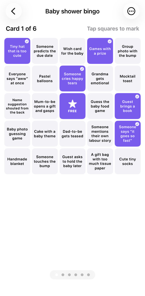 Bingly game screen