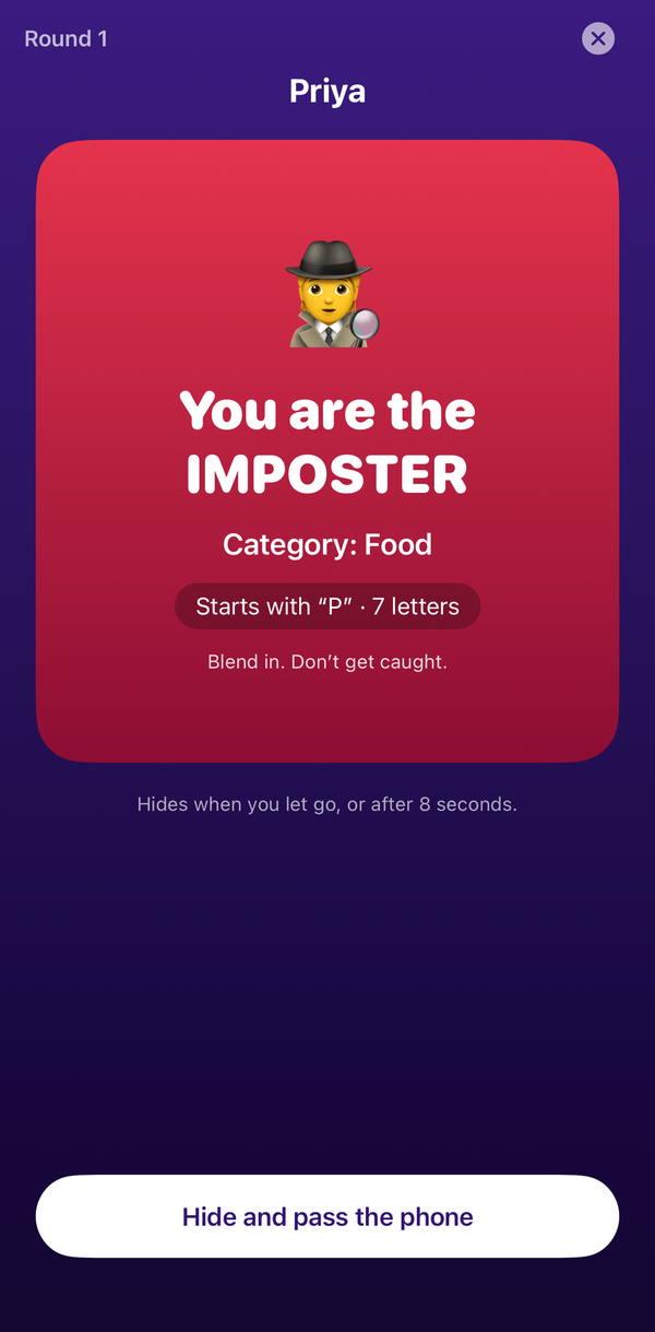 Fibbly imposter screen