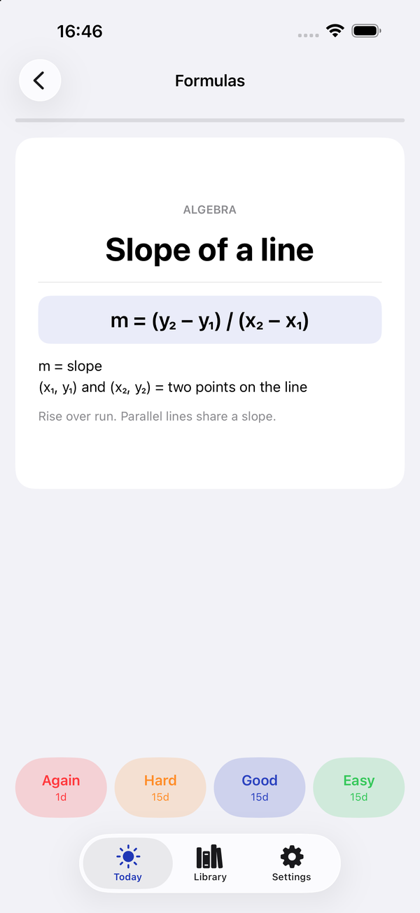 Lexform formula card