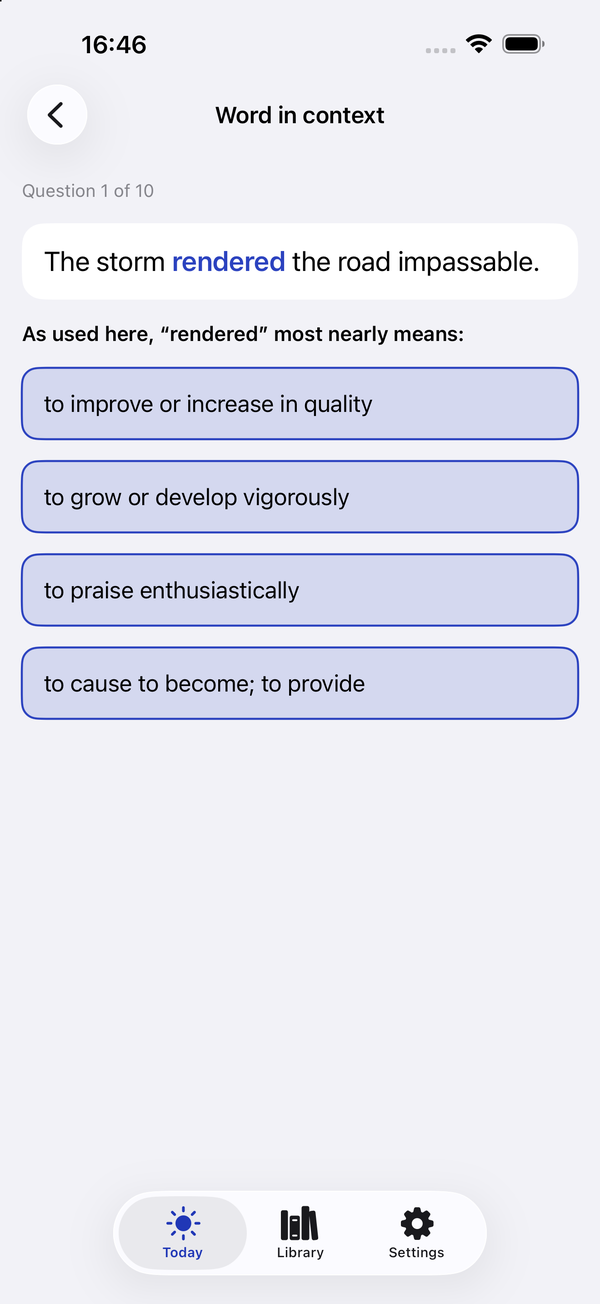 Lexform word-in-context quiz