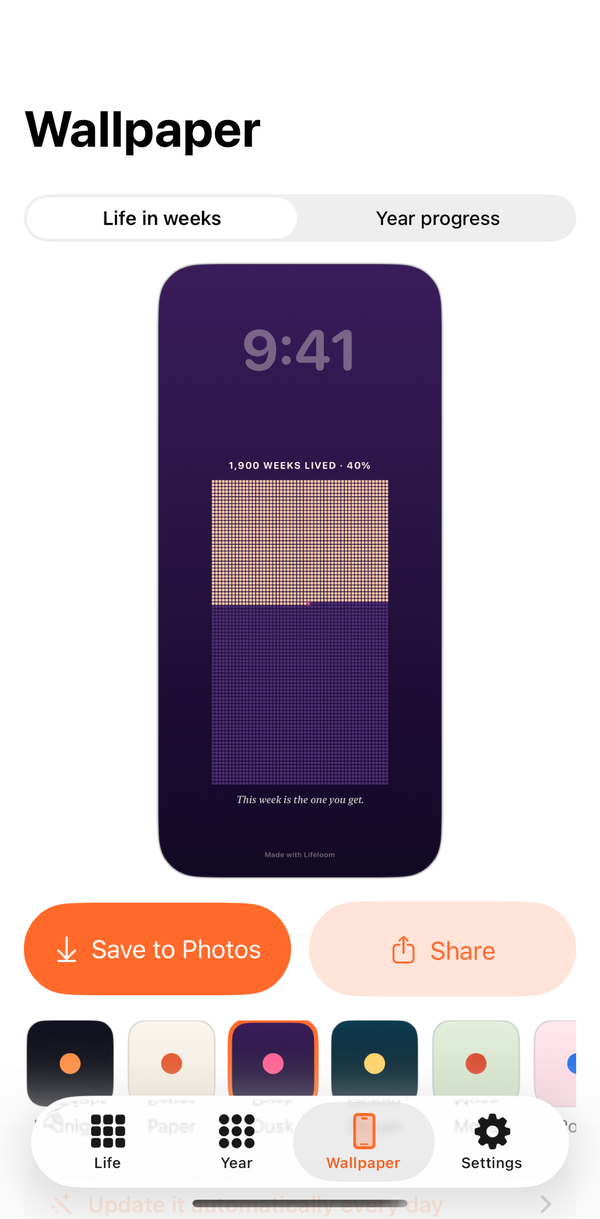 Lifeloom wallpaper screen