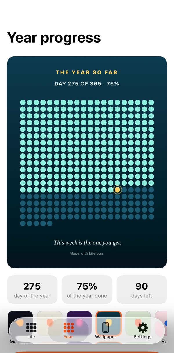 Lifeloom year screen