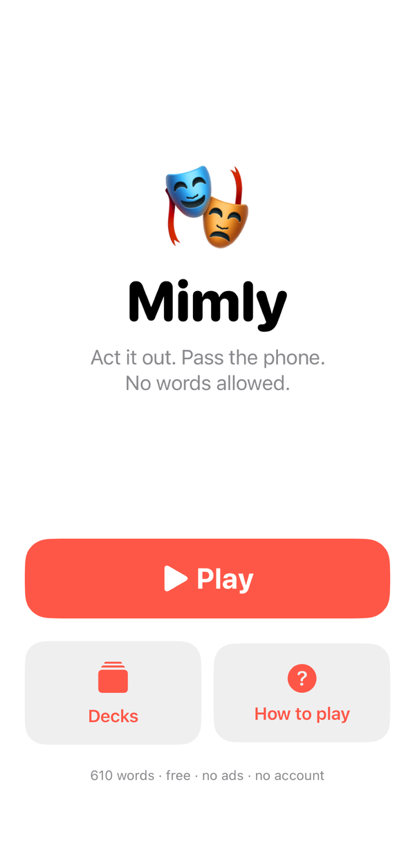 Mimly home screen