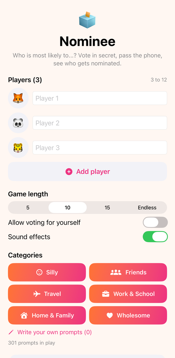 Nominee fresh screen