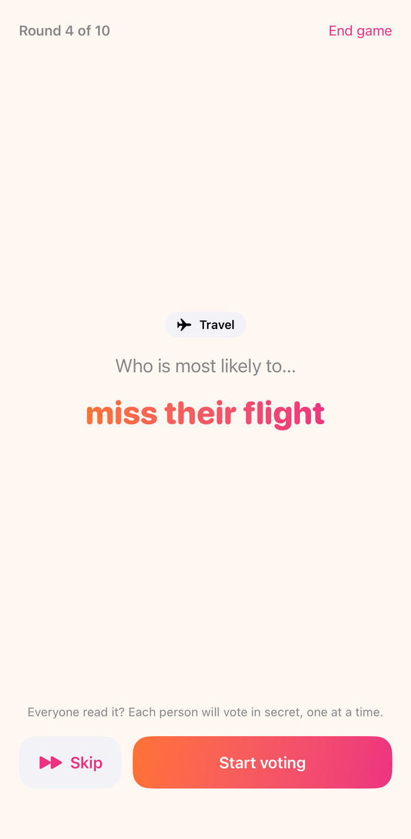 Nominee prompt screen