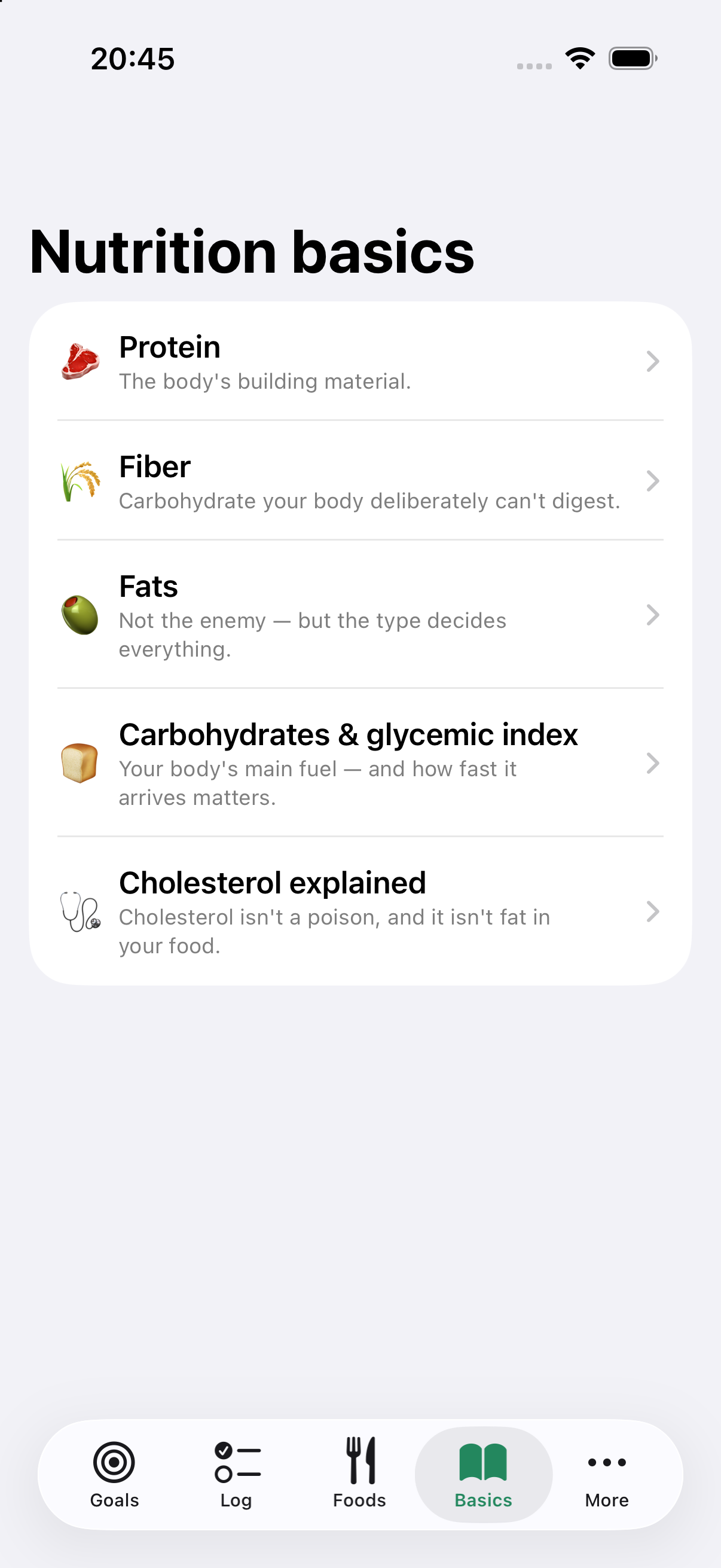 Plateful nutrition basics screen