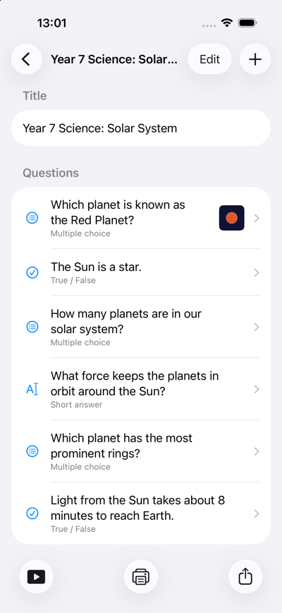 Quizroom quiz editor
