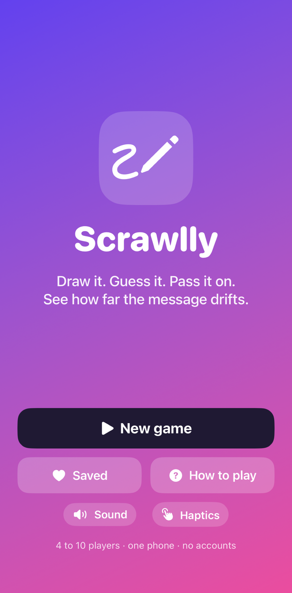 Scrawlly home screen