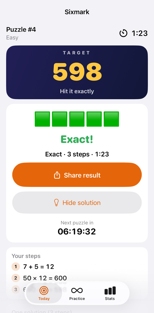 Sixmark a3 solved screen