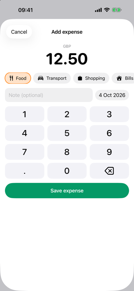 Spendly add expense