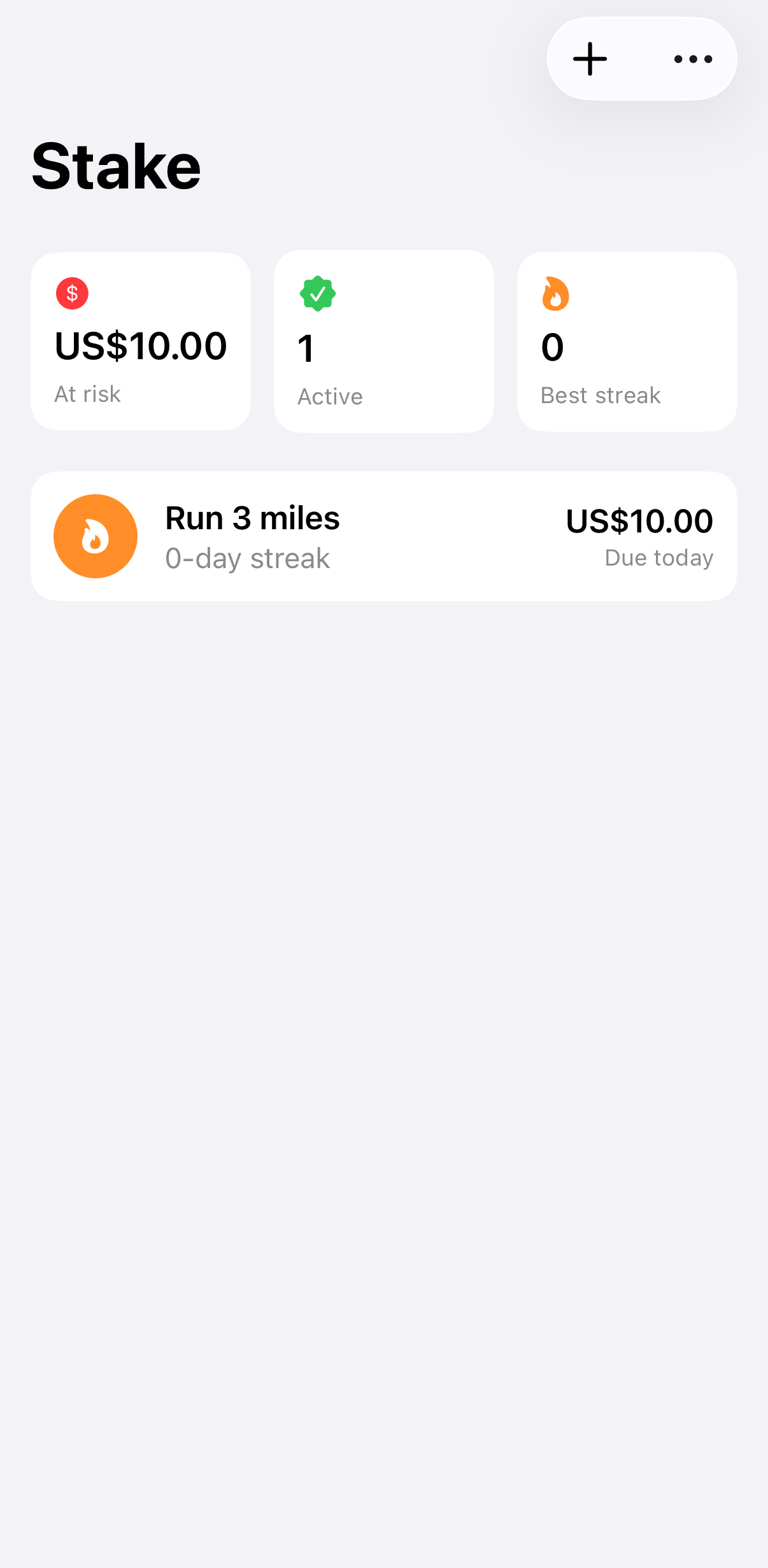 Stake dashboard screen