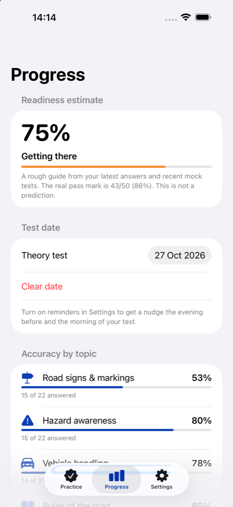 Theory Ready progress