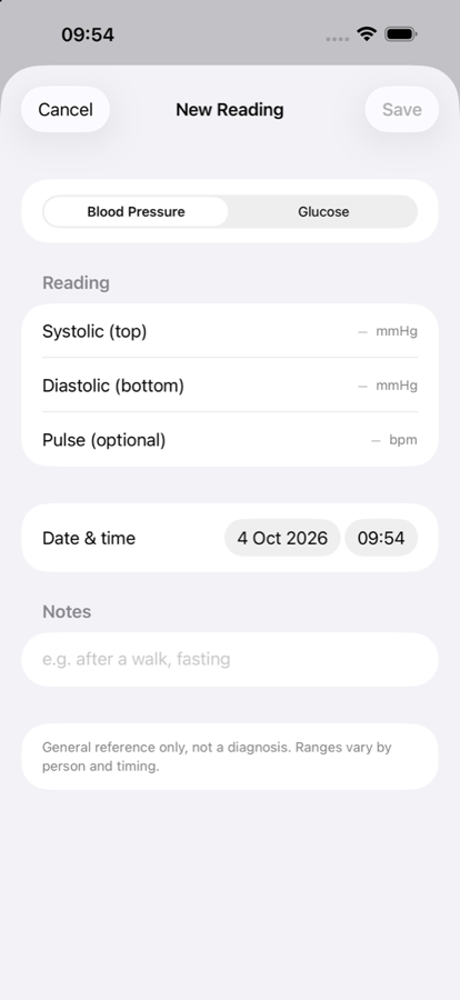 Vitalog add reading