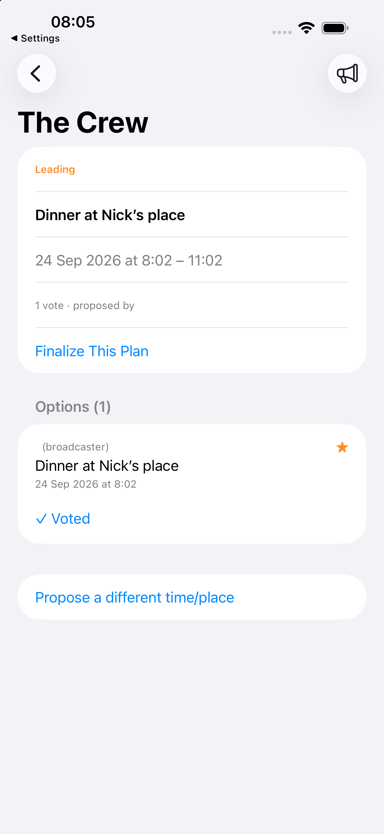 You Free? group availability screen